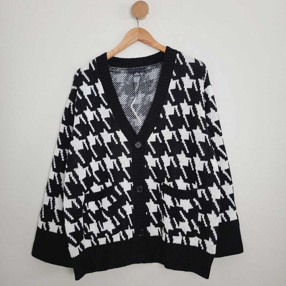 Sanctuary Warms My Heart Houndstooth Button Cardigan Sweater XXL 2X NWT